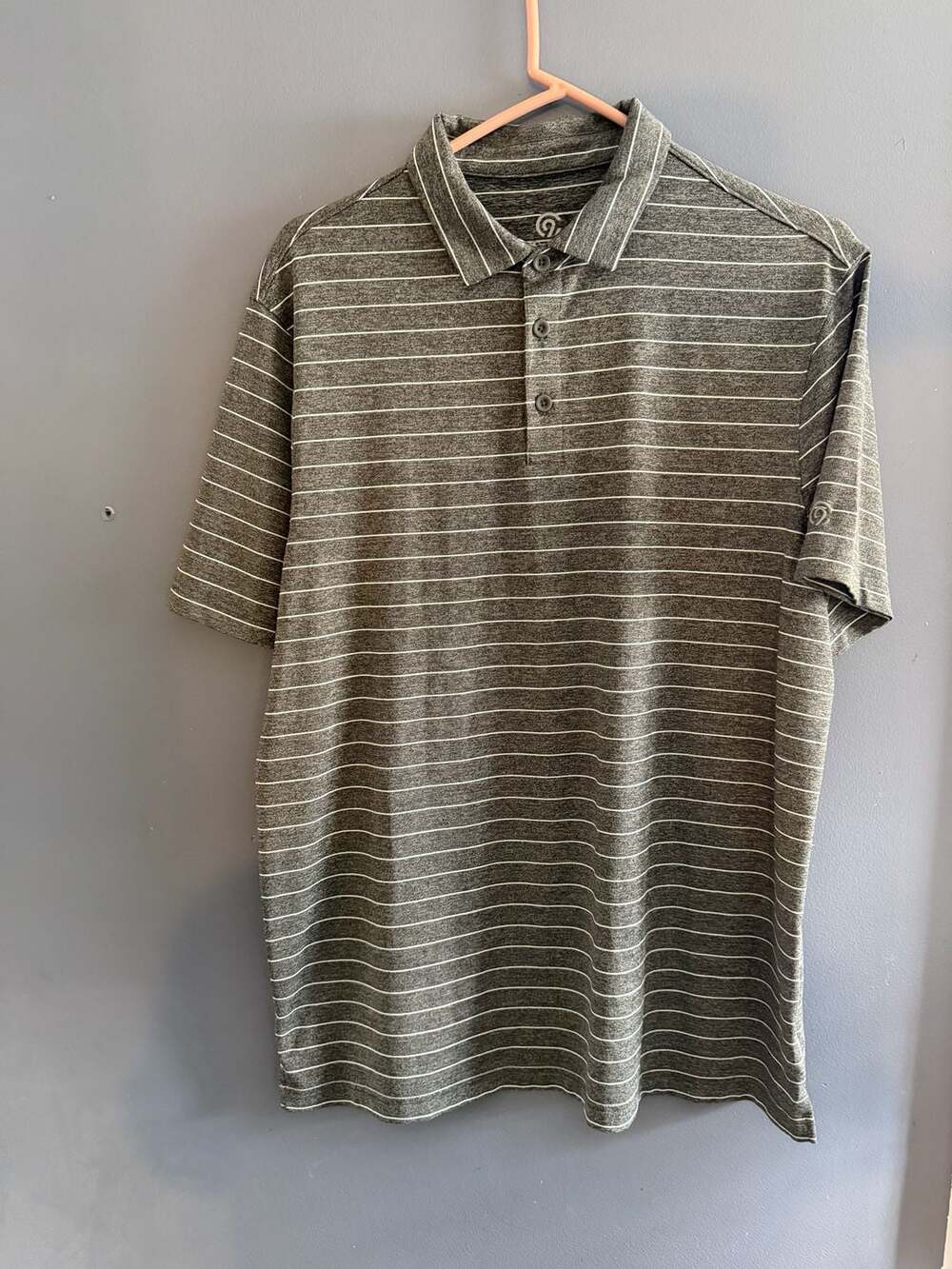 C9 Champion Men's Large Gray Striped Performance Golf Polo Shirt